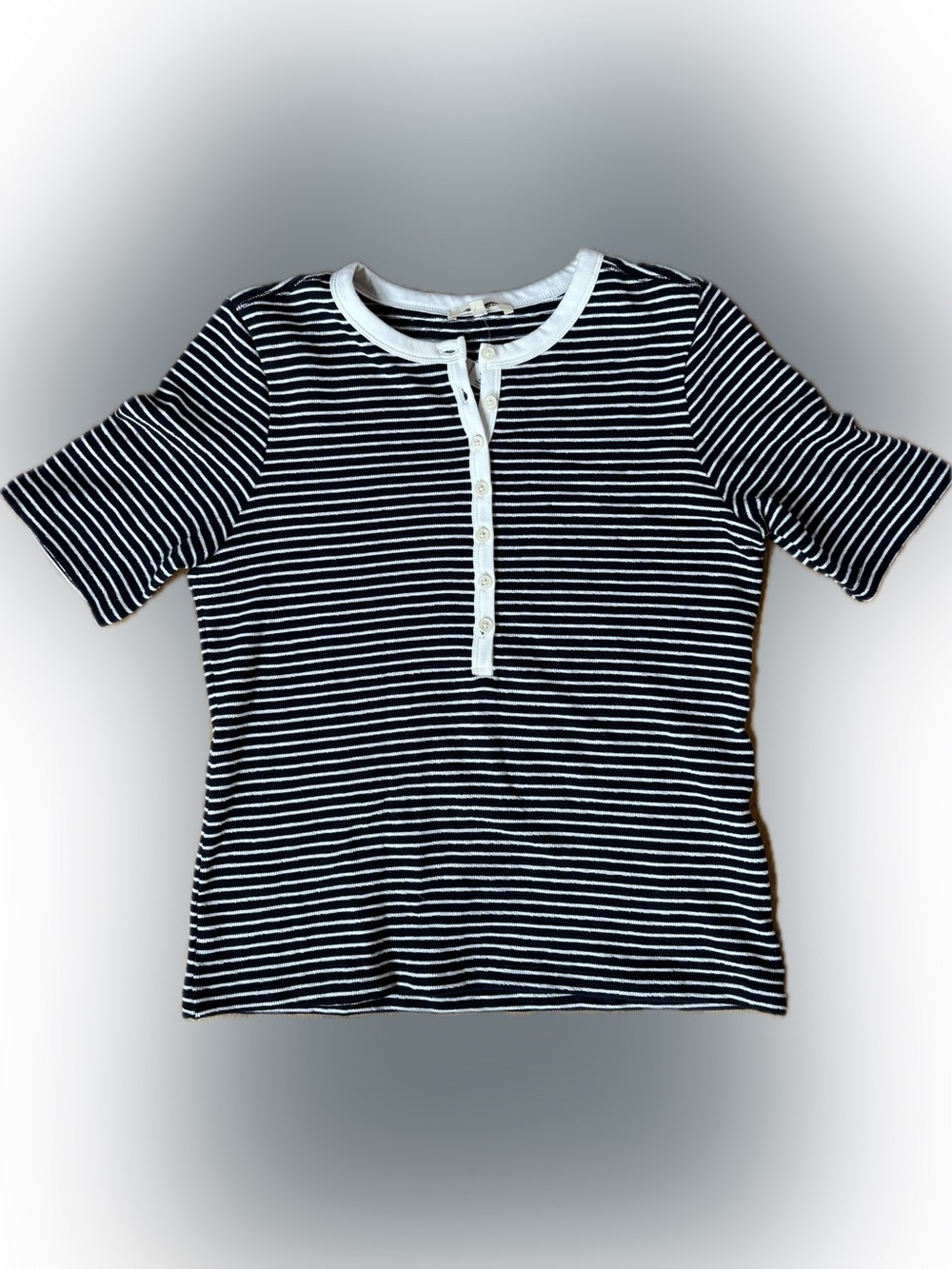 Madewell Black & White Striped Henley Tee